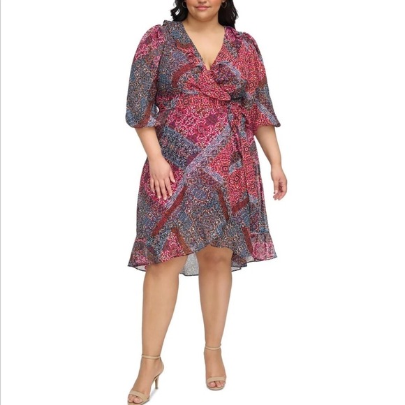 Jessica Howard Dresses & Skirts - Jessica Howard Floral Print‎ Dress Wrap Style Ruffle Hem Plus Size 18W NEW